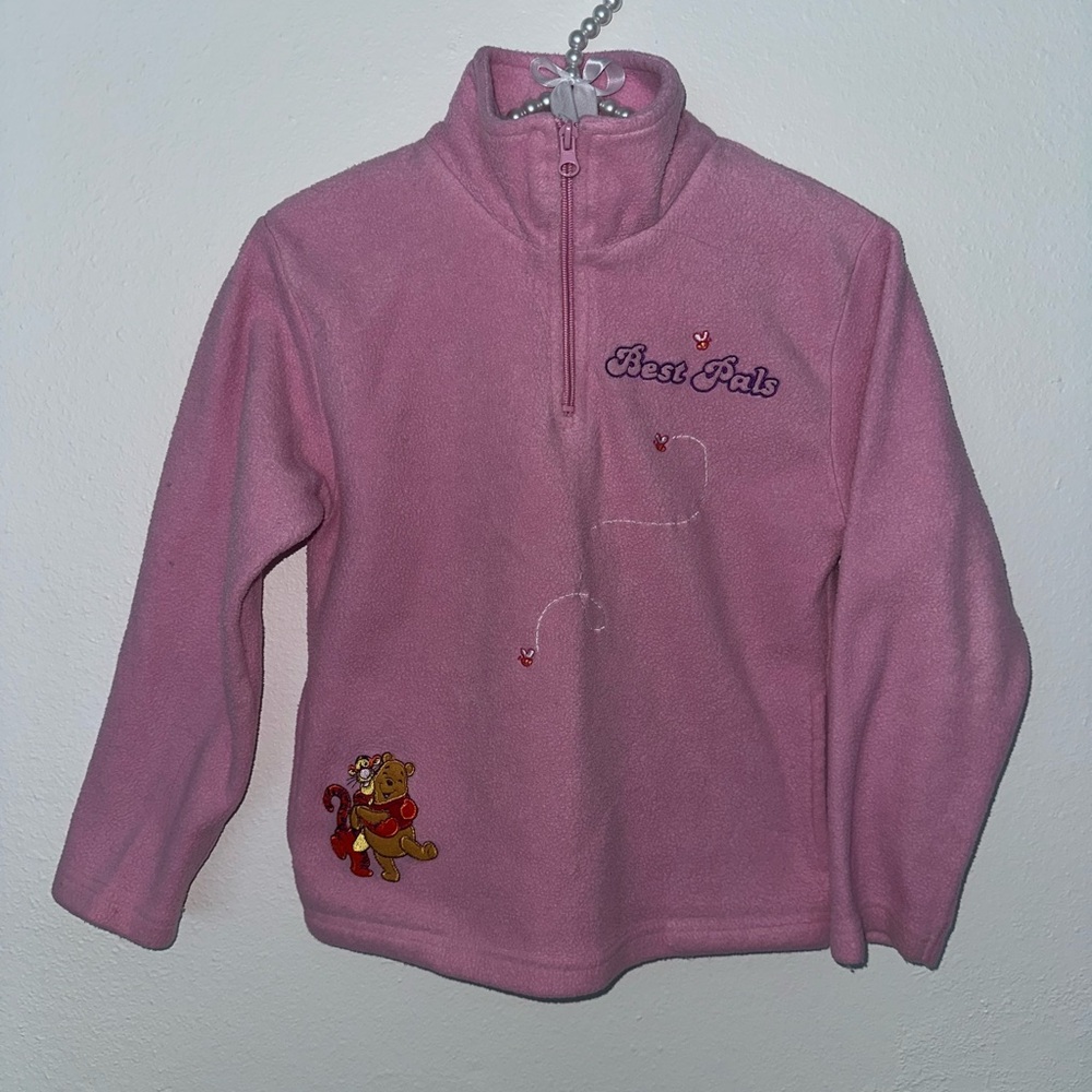 Adorable Pink Fleece Kids Sweater with Embroidery
